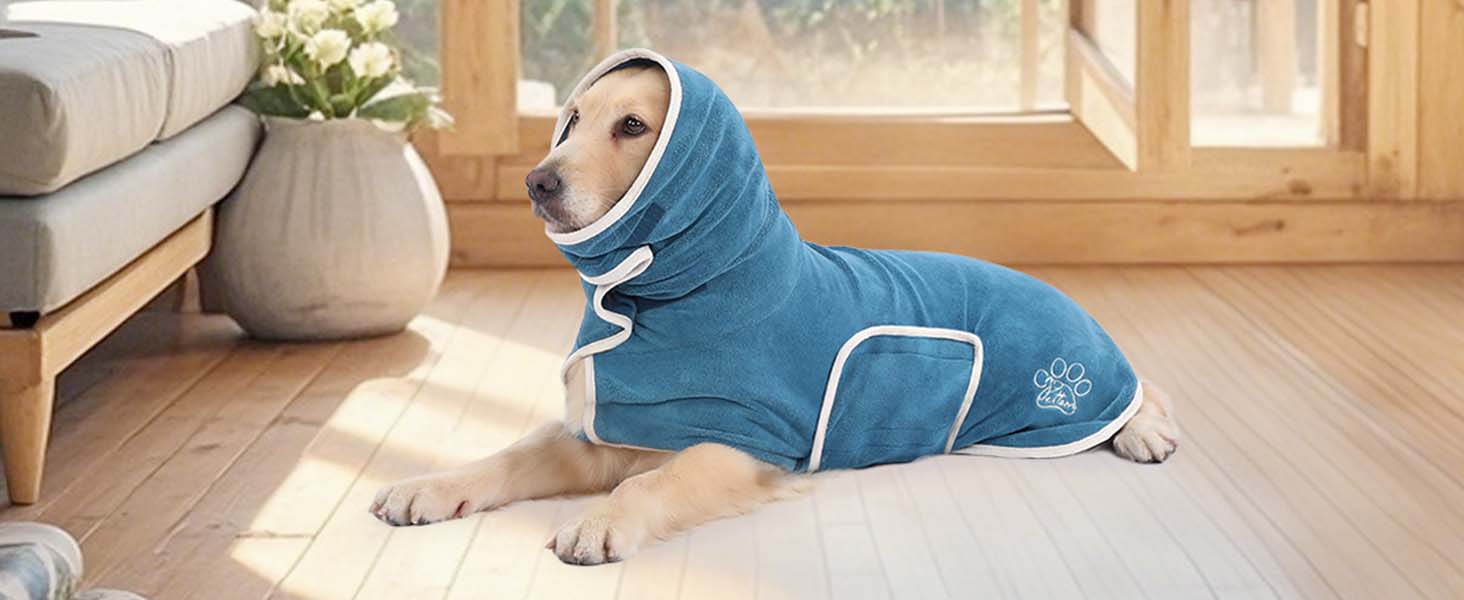 Рушник для собак PETTOM, блакитний, розмір M, мікрофібра, з клямками