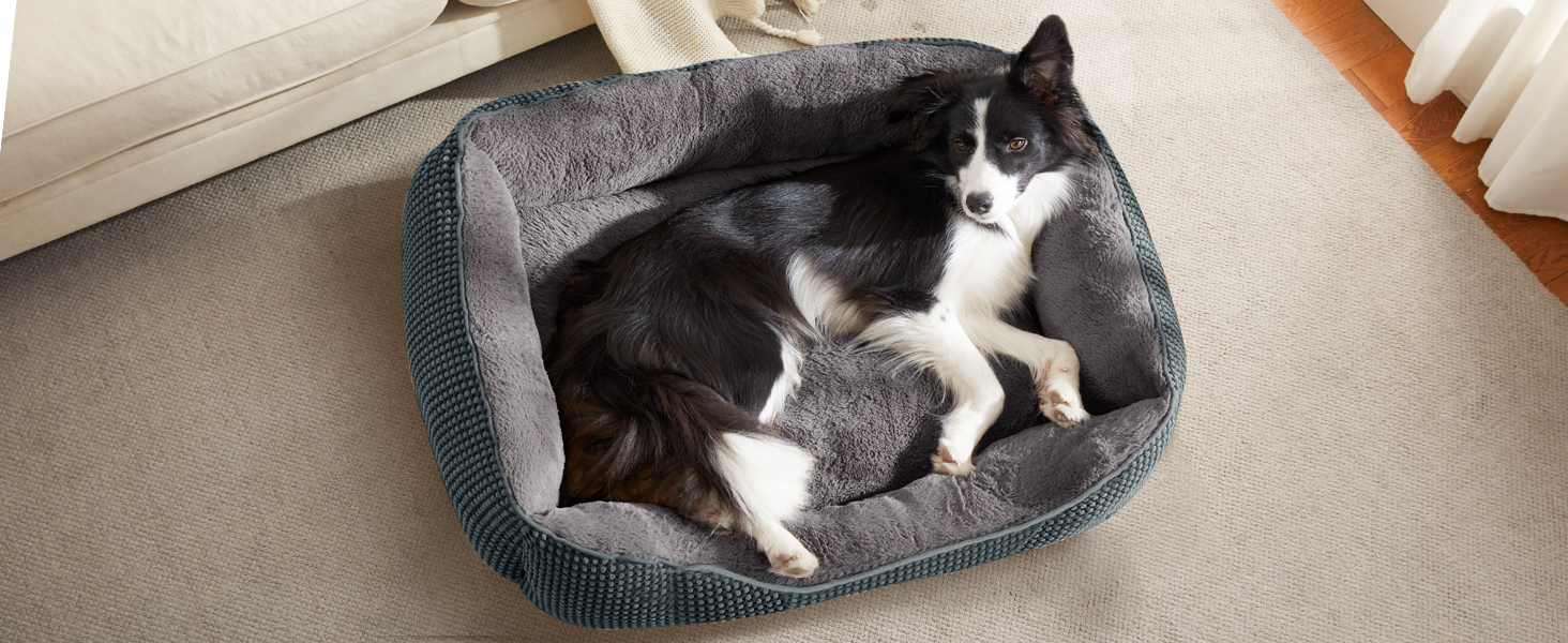 Крісло-лежанка для собак середніх порід FURTIME, м'яке, миється, з антиковзним покриттям, 76x61x23 см, синій морський колір