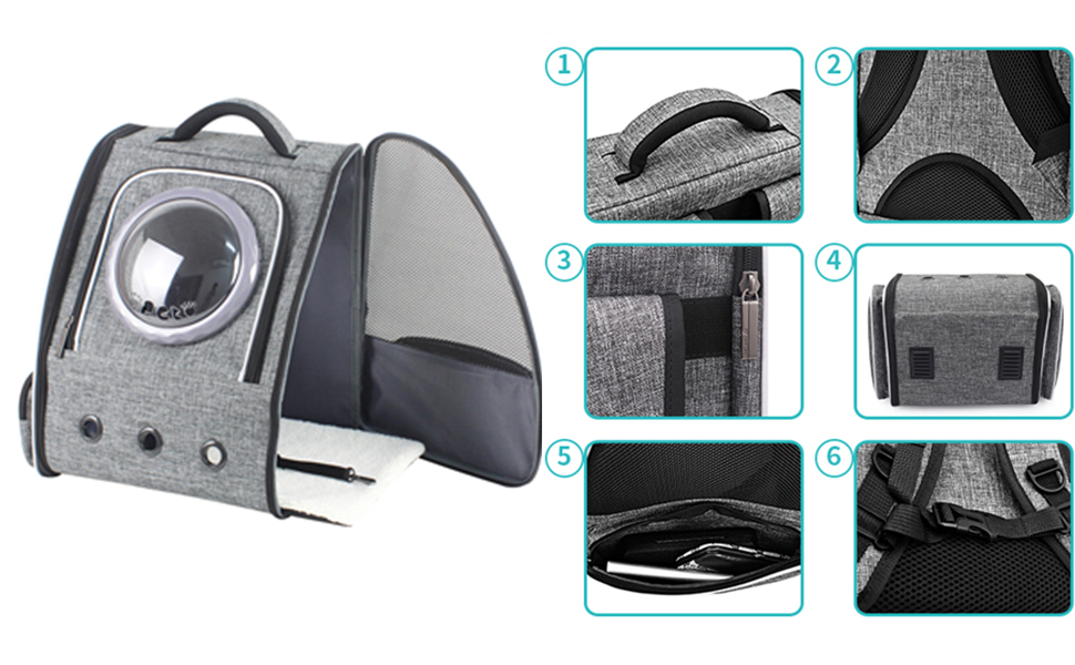 Рюкзак для тварин: переноска для кота/собаки до 10 кг, сірий, дихаючий, для подорожей, схвалений авіакомпаніями