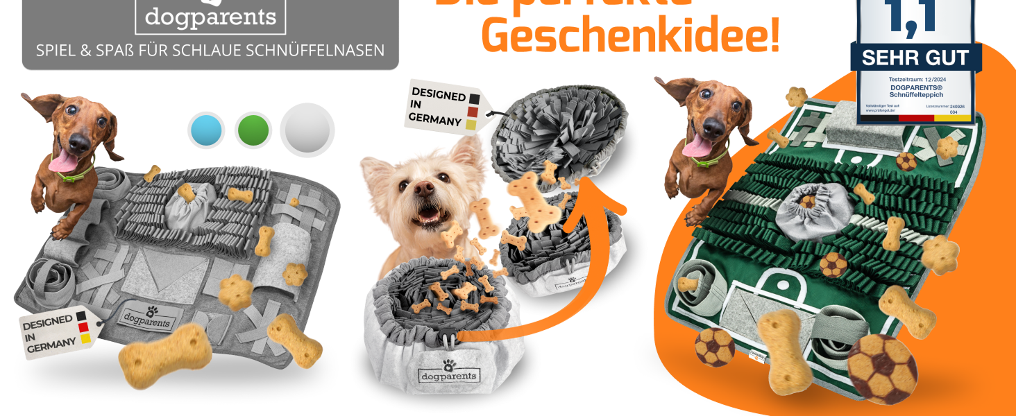 Schnüffelteppich для собак DOGPARENTS® – килимок для пошуку та розваг, міцний, для малих та великих собак, зелений (сірий)