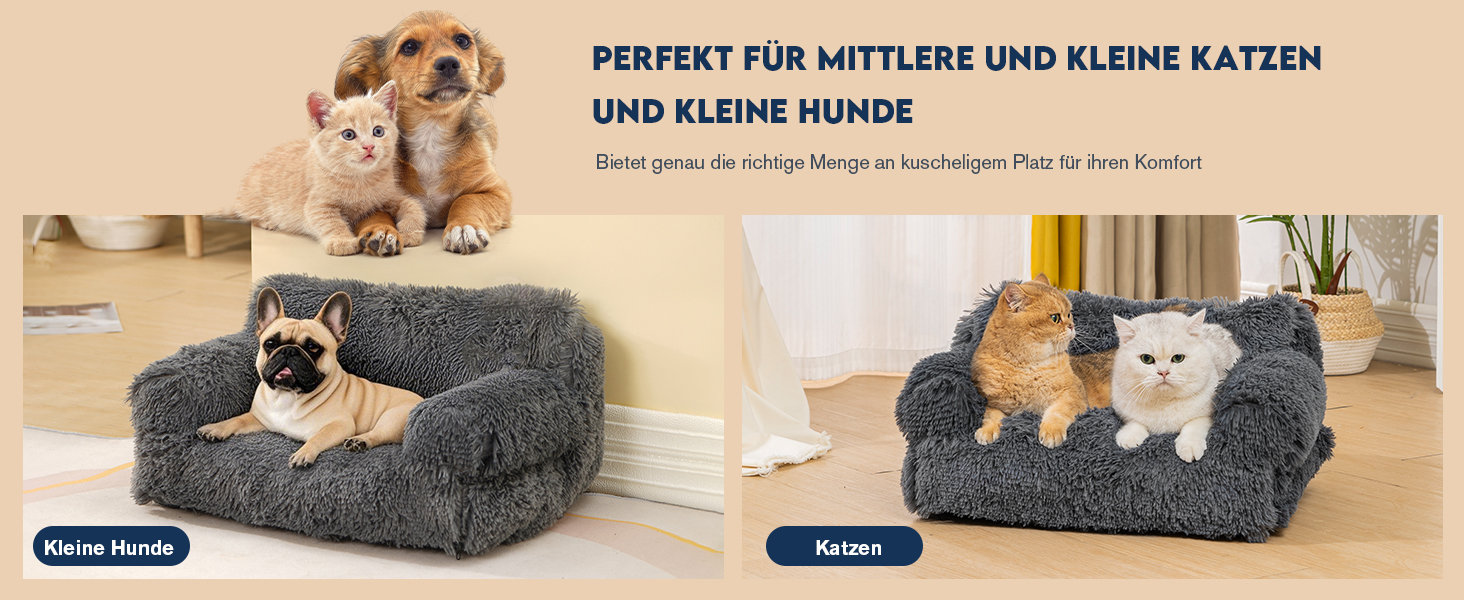 М'яке ліжко для котів Avont Flauschig, знімний та пральний чохол, диванчик для котів та маленьких собак - сірий