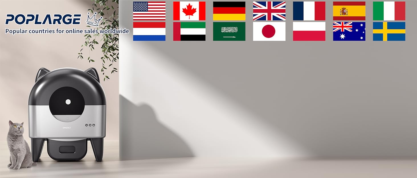 Автоматичний лоток для котів, 110 л, для кількох тварин, з мішками для сміття, герметичний, дезодорує, з додатком