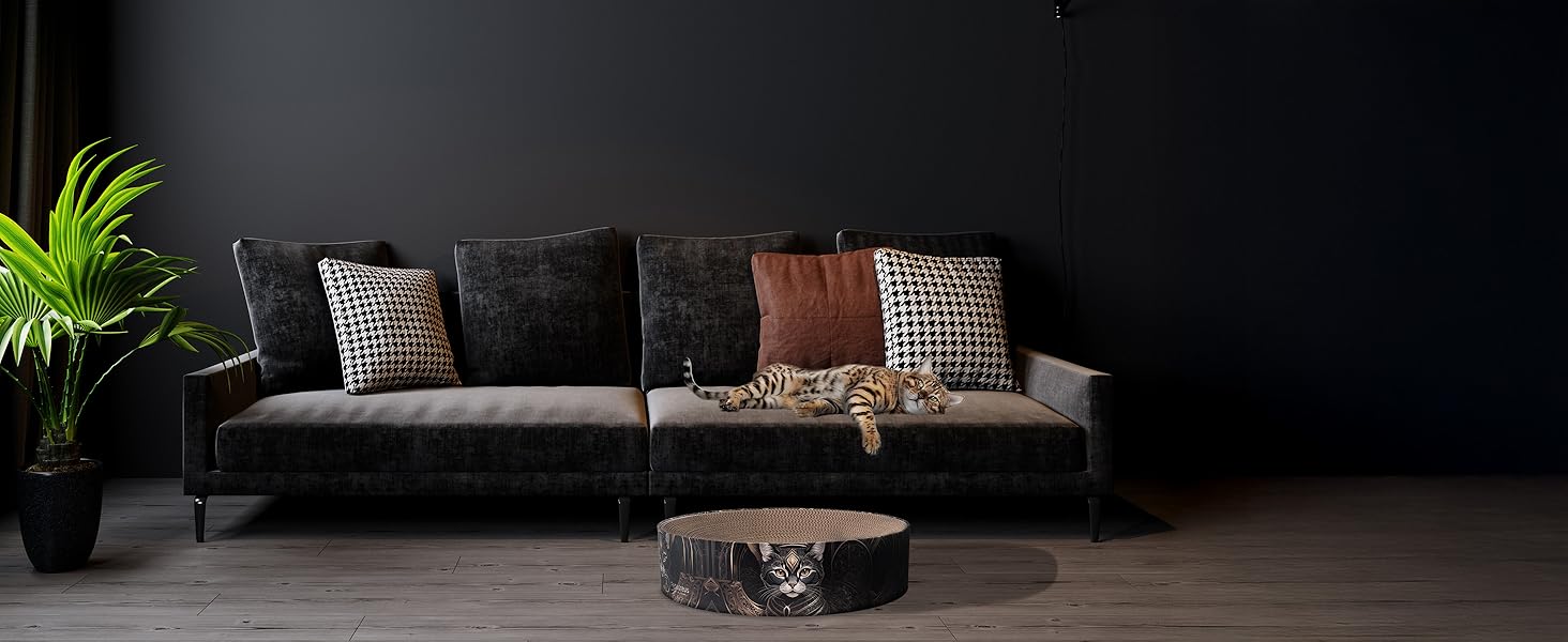 Кігтеточка для котів Petaureus Zylinder | Стильна та екологічна | Ø 40 см | Змінний вкладиш з переробленого картону