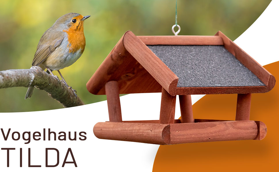 Дерев'яний годівничка для птахів VOSS.garden 'Tilda' - підвісна, з захисним покриттям