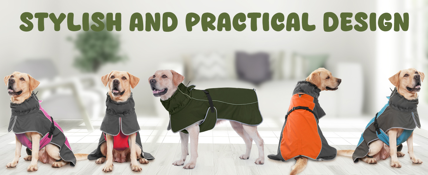 Водонепроникна куртка для собак HezzLuv, світловідбиваюча, вітрозахисна, тепла зимова куртка з м'яким флісовим підкладкою для собак маленьких та великих порід, для активного відпочинку на природі, кемпінгу та походів у холодну погоду (M(спина: 50см), армійний зелений)