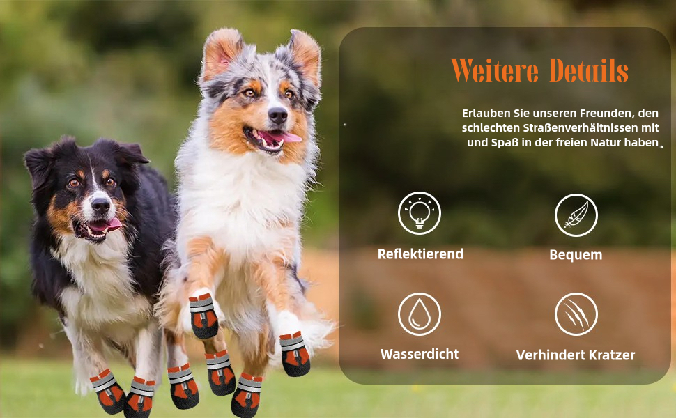 Водонепроникні чоботи для собак, 4 шт. Антиковзаючі собачі чоботи з неслизькою підошвою та світловідбиваючим кріпленням, для маленьких, середніх та великих собак (XL, Помаранчеві)