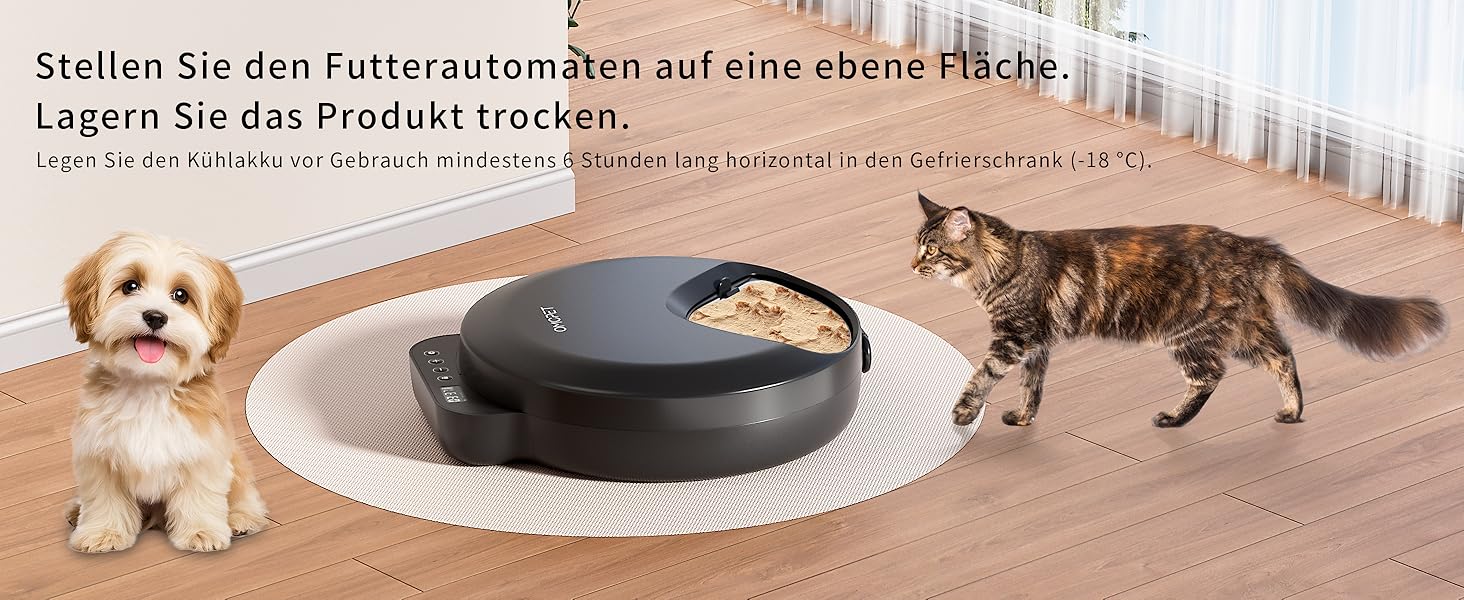 Автоматичний дозатор корму для котів та собак, 8oz*4 прийоми їжі, з таймером, з замком безпеки, з 2 охолоджувальними акумуляторами (Чорний)