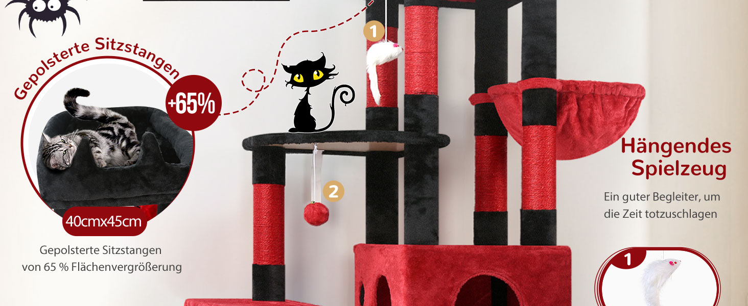 Драбина для котів Globlazer XL, Готичний стиль, сірий, 156 см, з будиночком та кігтеточками