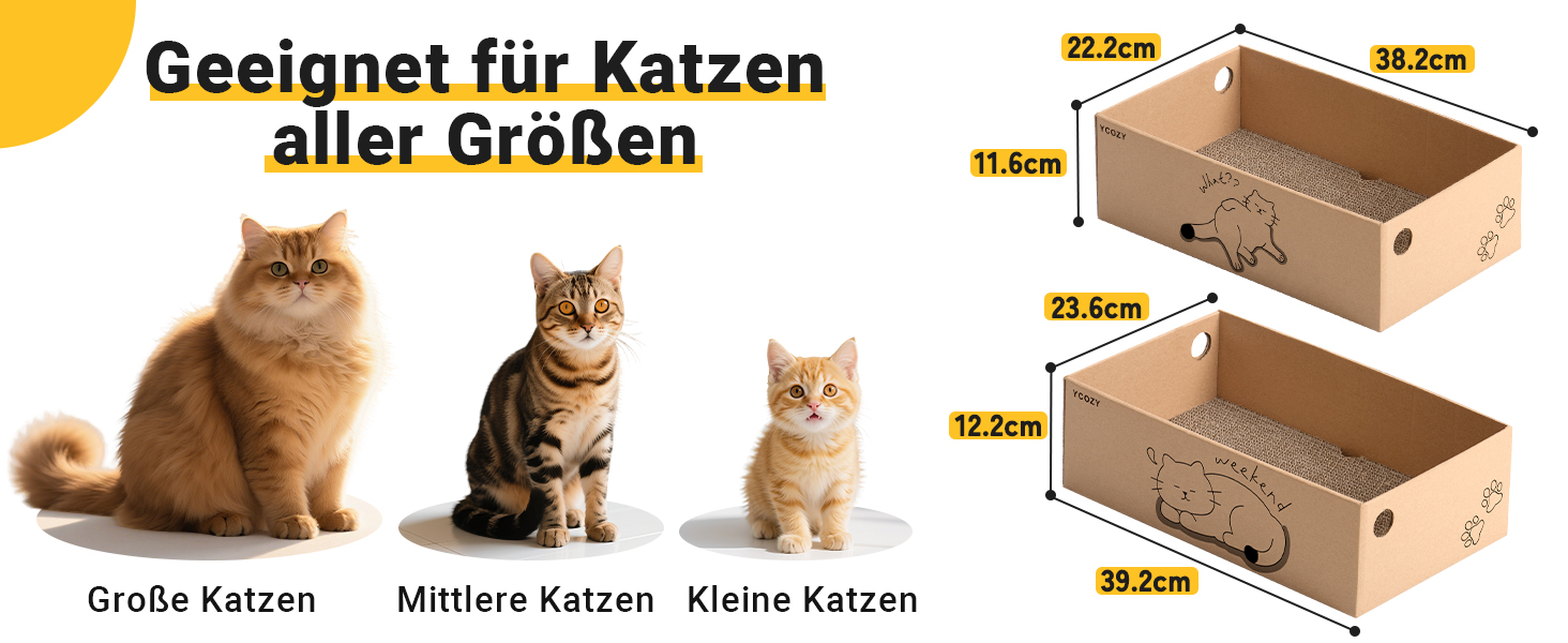 Ycozy Драбина-подряпування для котів з великою двосторонньою гофрокартонною поверхнею. Набір містить 2 коробки та 6 драбинок для котів. Міцні котячі меблі для заміни.
