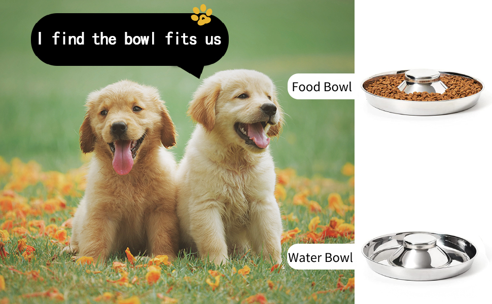 Набір мисок для цуценят та собак з нержавіючої сталі (30 см, 2 шт.)