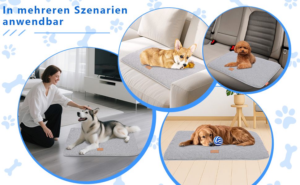 Килимок для собак, неслизький, миючий, для активного відпочинку, знімний чохол, для маленьких, середніх та великих собак, теплий взимку та прохолодний влітку, сірий, XXL (105 x 68 x 4,5 см)