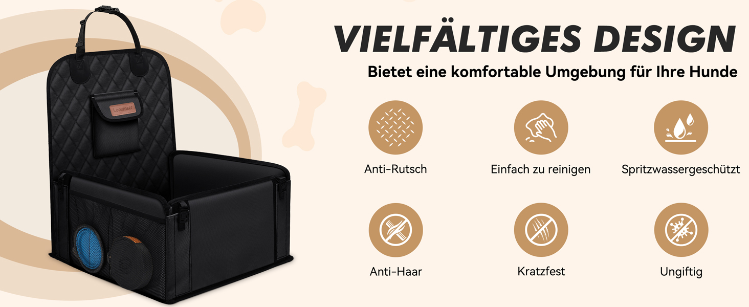 Автокрісло для собак: стабільне, безпечне, водонепроникне, чорне. Підходить для малих та середніх порід.