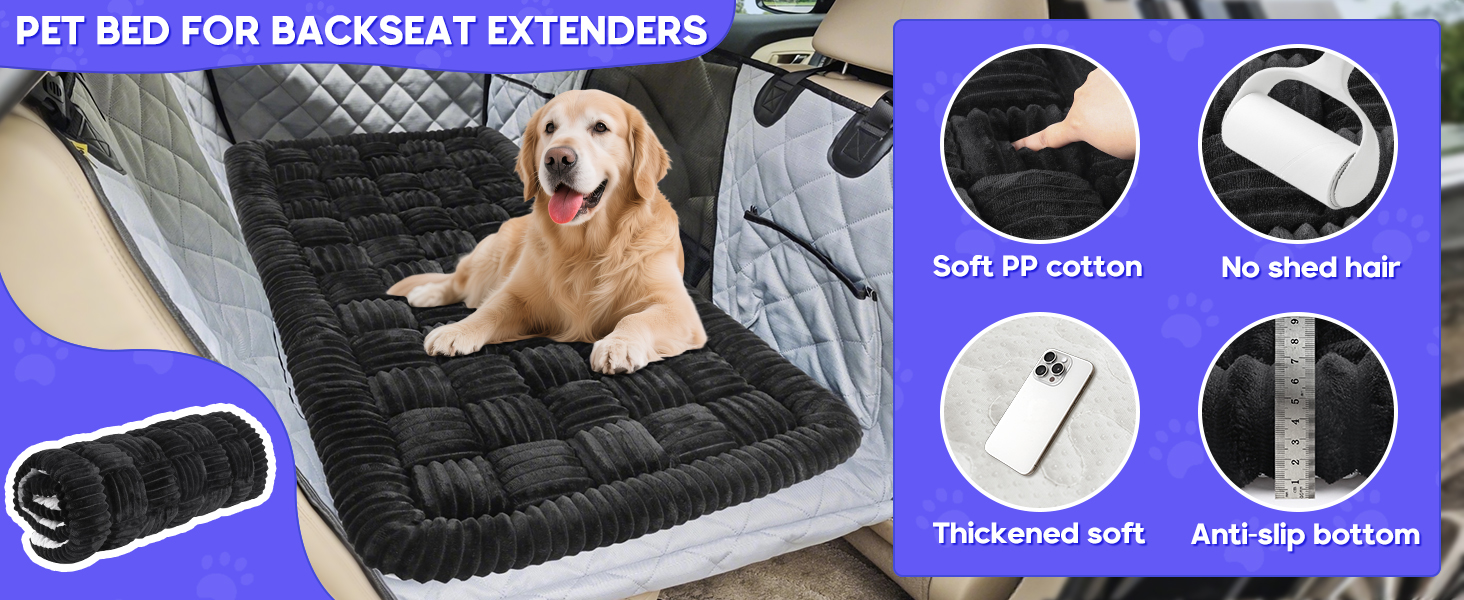 Килимок для собак у машину Loiion, захист заднього сидіння, чорний, 127x62.5 см