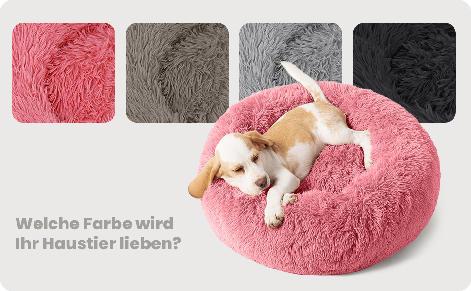 Кругле собаче ліжко для собак та котів 60 см - М'яке, пухнасте ліжко з високими бортиками - Нековзний низ - Силіконова наповнювач для комфорту та тепла - Легке у догляді - Рожеве