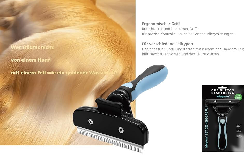 Щітка для собак та котів - для видалення підшерстя та линяння, самоочисна, ергономічна, проти ковзання