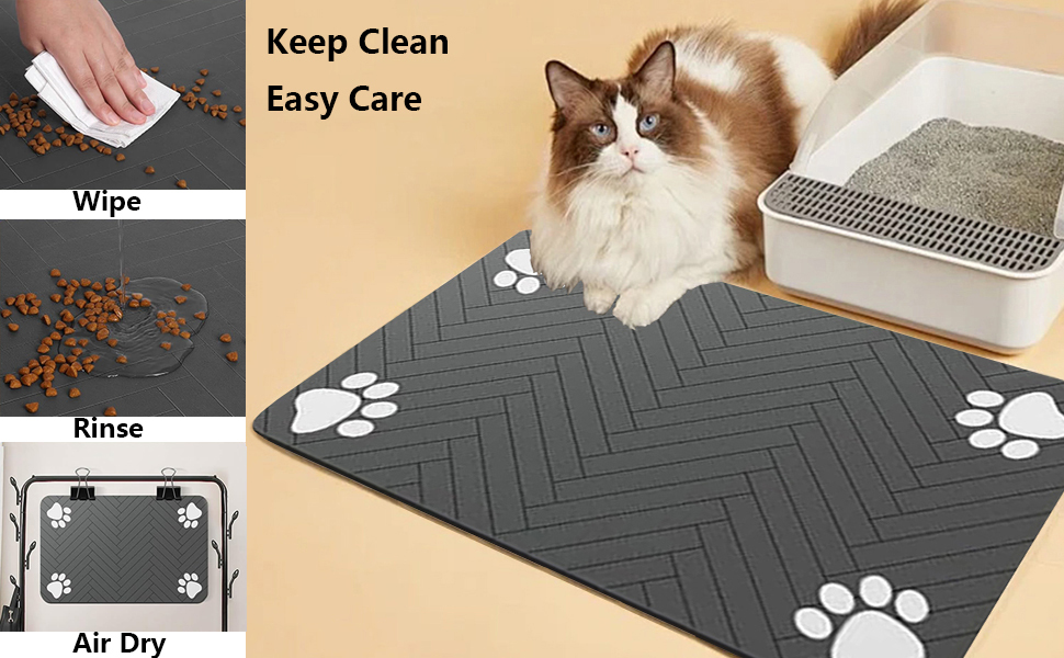 Килимок для годівлі котів та собак, супер вбираючий, неслизький, 40 x 60 см (темно-сірий)