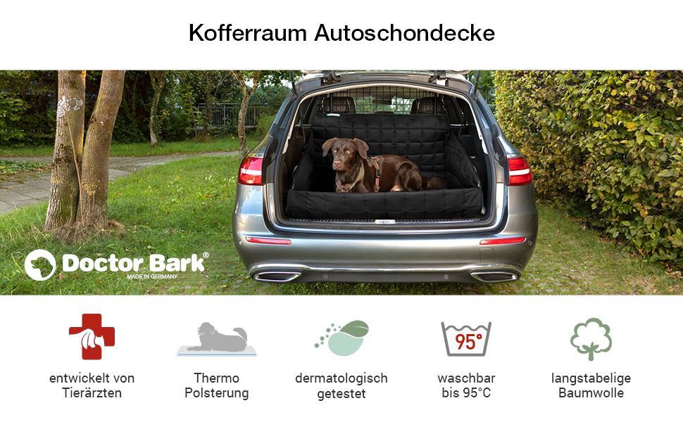 Захист для багажника Doctor Bark з підкладкою та захистом краю вантажного отвору, захист з усіх боків, миючий та гігієнічний - з бавовняної сумішевої тканини (Розмір L - 100x100 см/Чорний)