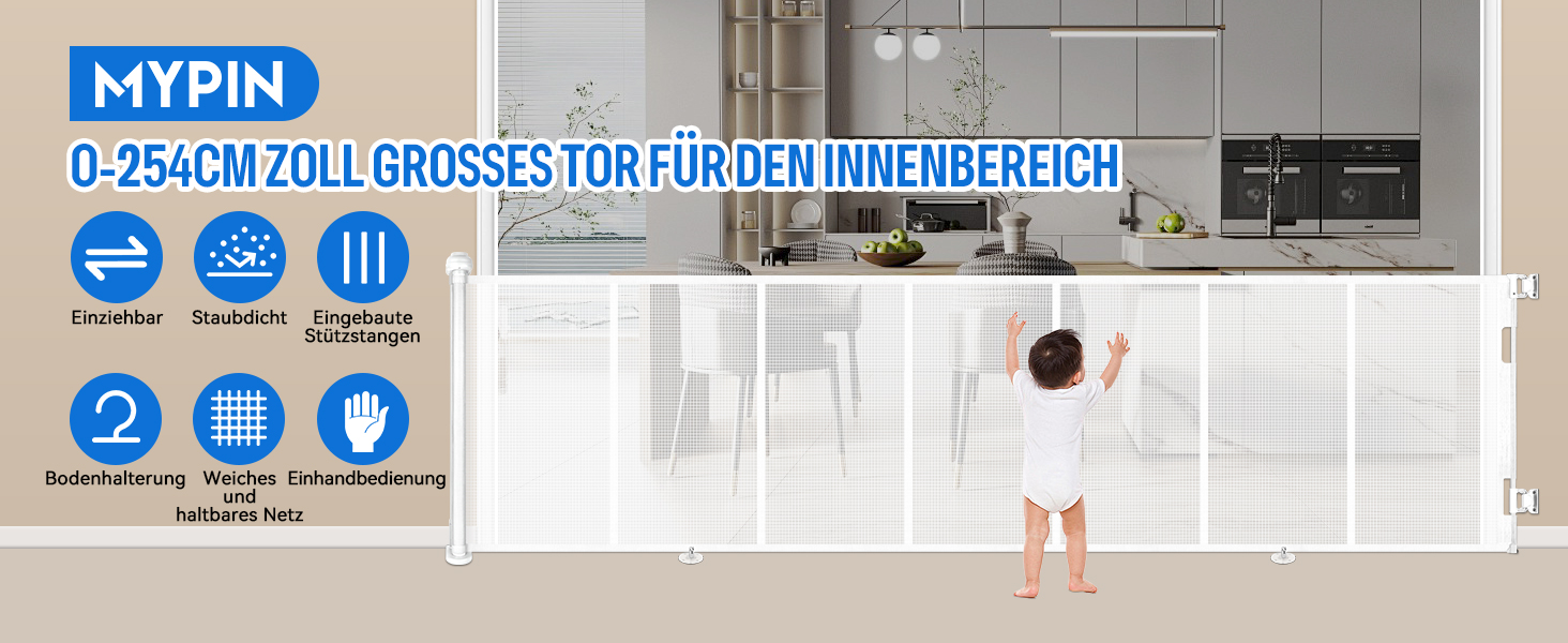 Захисне ворота MYPIN для дверей, висувні, 0-140 см. Захист від собак та дітей. Чорний колір.