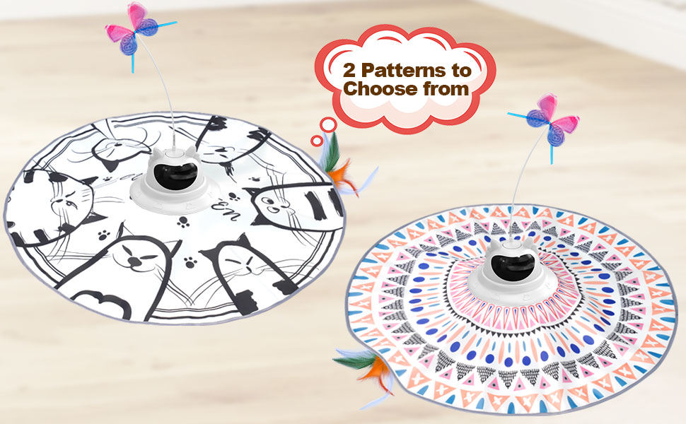 Інтерактивна іграшка для котів Spessn 2-в-1 з електричною пір'ям, 3 режими, USB-зарядка (білий котячий візерунок)