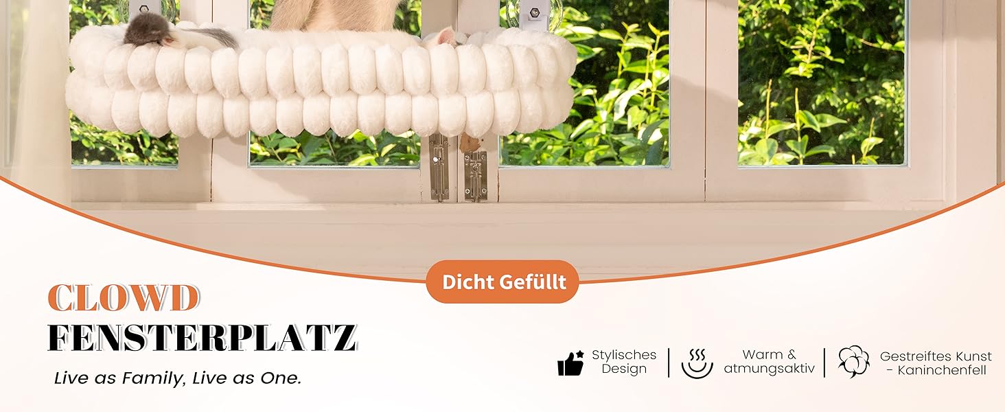 Кішка ліжко-гамак для вікна CheerPals, м'яка знімна наволочка, сталеве гніздо, до 18 кг, білий колір