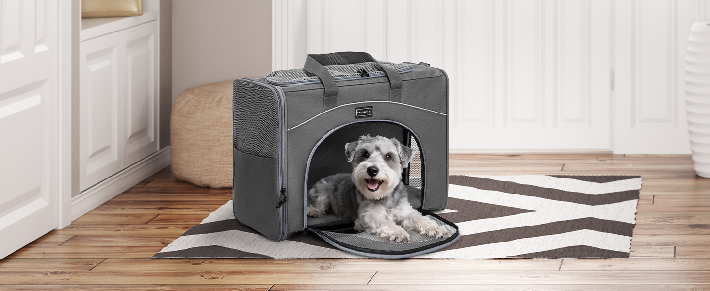 Транспортна сумка для собак та котів Petsfit 55x40x23 - переноска для тварин в літак, авто, поїзд (сірий)