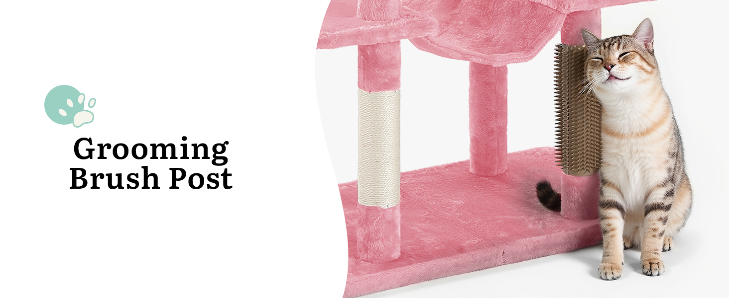 Котячий комплекс YITAHOME для великих котів з подряпальниками, будиночком та платформами, 157 см, рожевий