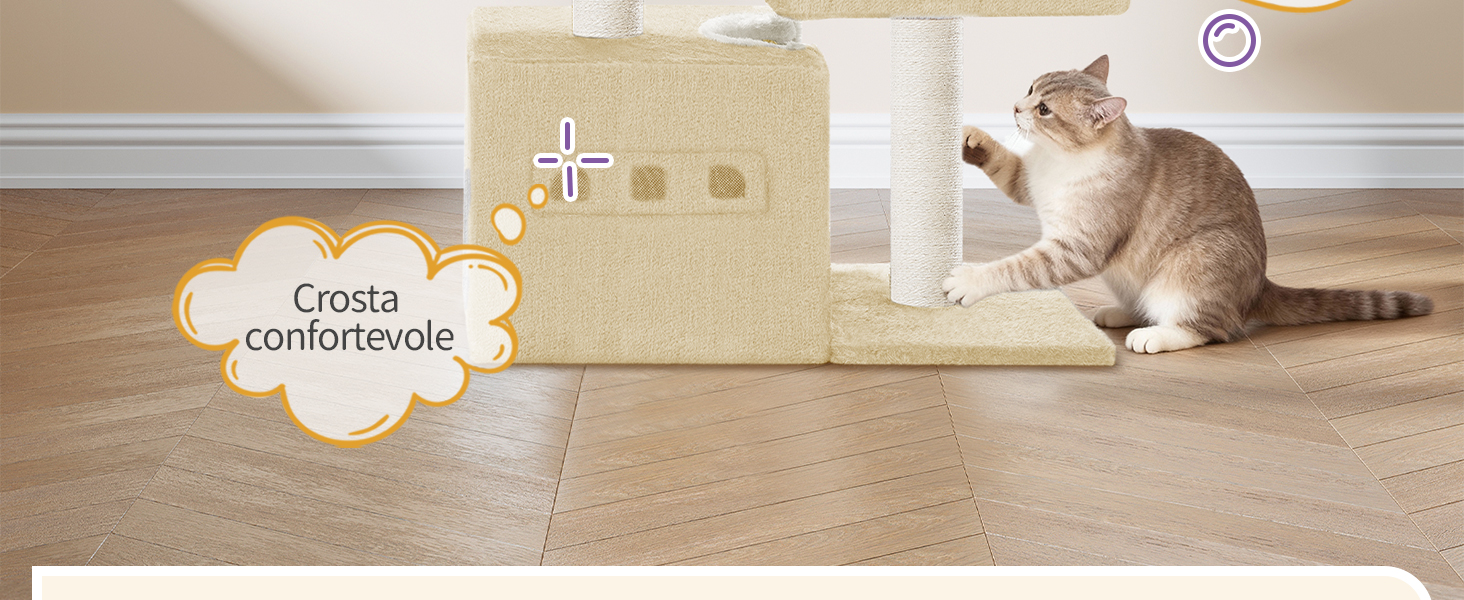 Дерево для кігтів Hzuaneri Kratzbaum 75 см, стійкий, з великою лежанкою, гrottoм, сизалевими стовпами, кошиком та іграшками, меблі для котів, MS07618LG (55 x 30 x 75 см, бежевий)