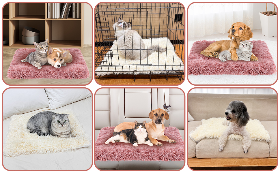 М'який килимок для собак та котів MICOOYO, 61x41 см, білий+рожевий, для маленьких собак, кошенят, миючий