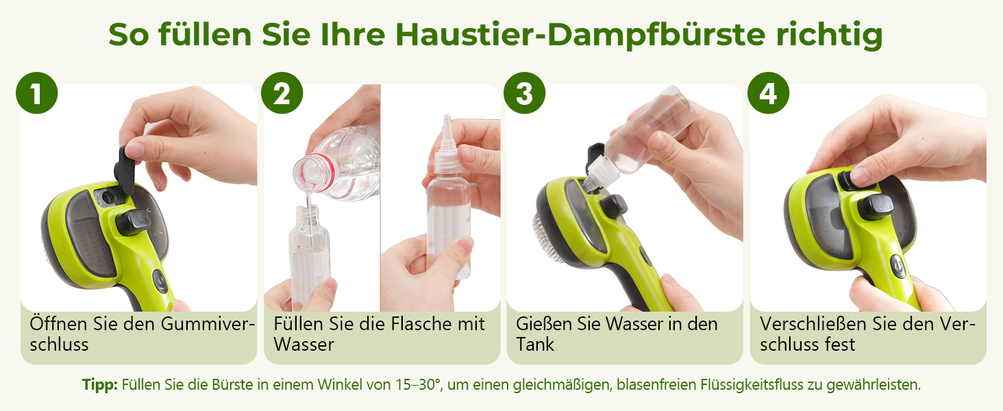 Побутова щітка для котів Pecute з парою та спреєм, багатофункціональна, для довгошерстих котів та собак, великий резервуар для води, масажна щітка, тільки прохолодний туман (зелена)