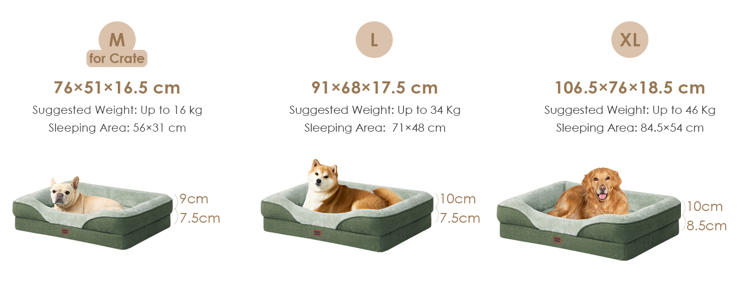 Ортопедичне ліжко для собак середніх порід, 91x68x17.5 см, Memory Foam, водонепроникне, з 4 бортиками, антиковзаюче, зелене