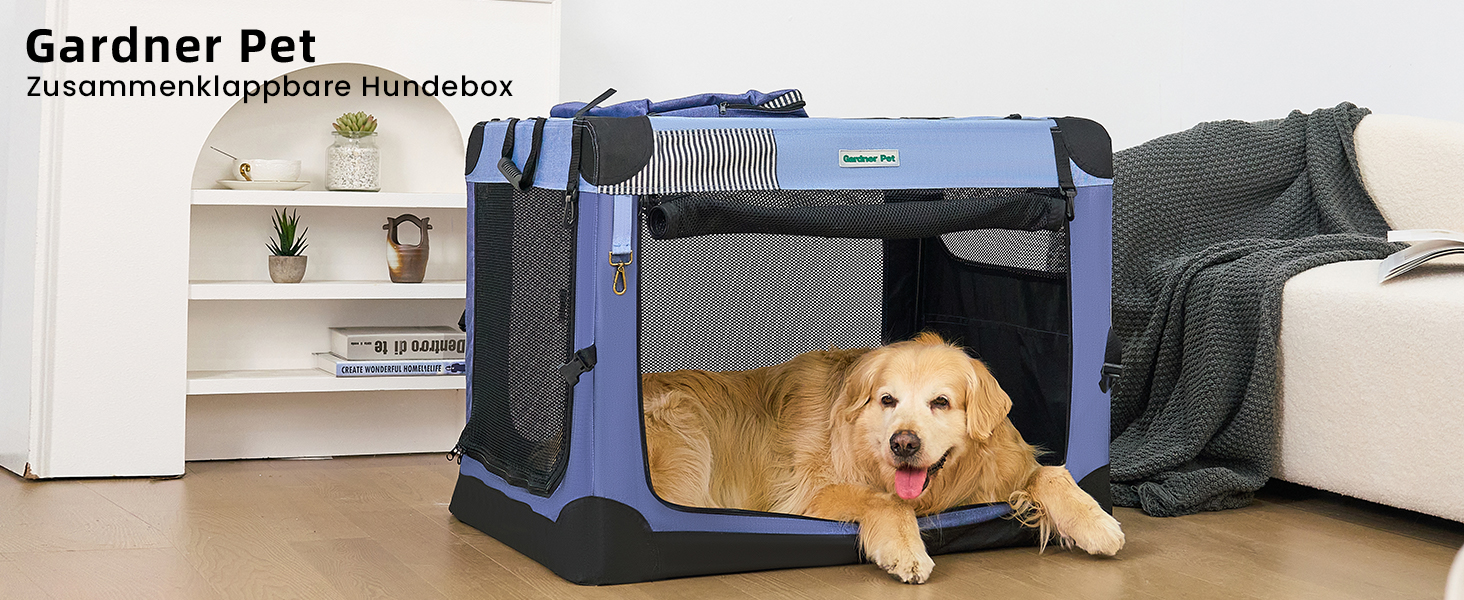 Складана переноска для собак та котів Gardner Pet Hundebox, 66x48x48 см, сіра. Підходить для тварин до 15 кг. З ручками та ковдрою.