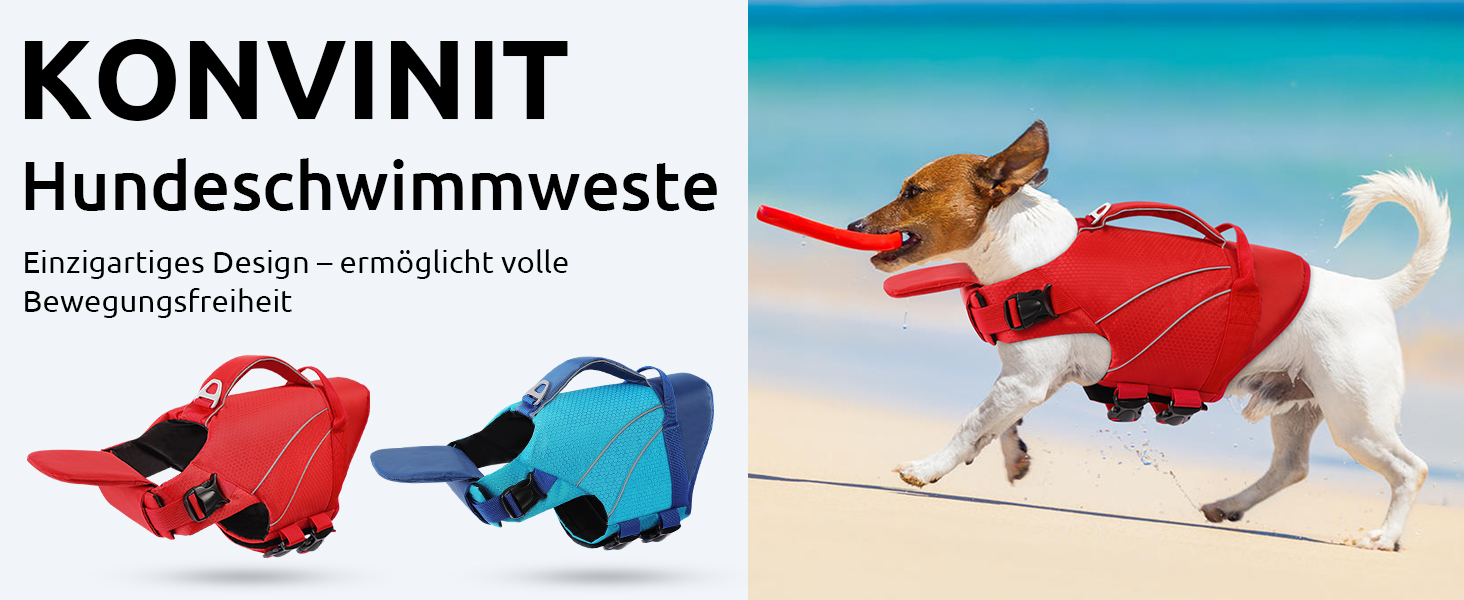 Жилет рятувальний для собак середнього розміру KONVINIT, XS-XXL, блакитний