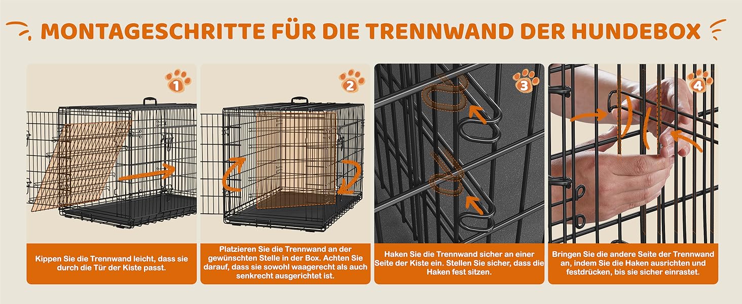 Клітка для собак Yaheetech 122x71x78 см, розкладна з перегородкою, 2 двері, чорна, для дому та транспортування