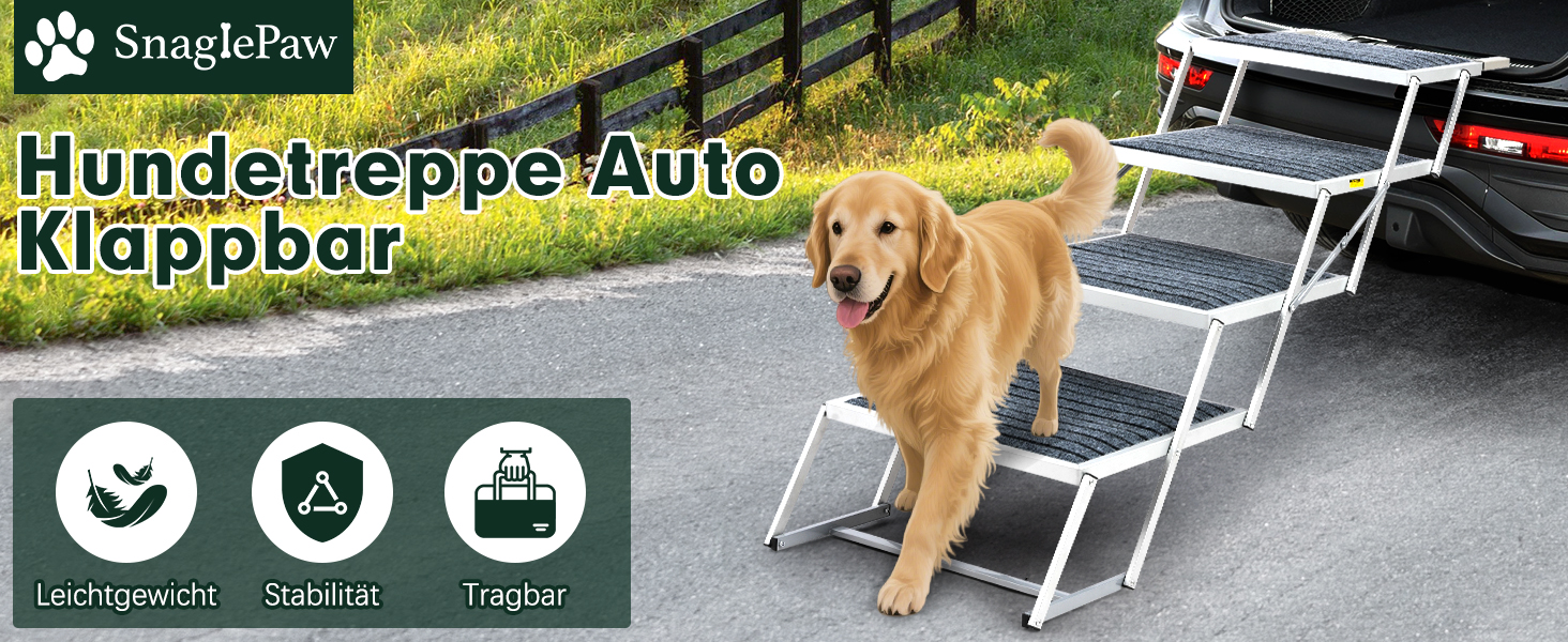Сходинка для собак у машину з килимком, широка, 4 сходинки, складана, до 100 кг, для вантажівок та SUV