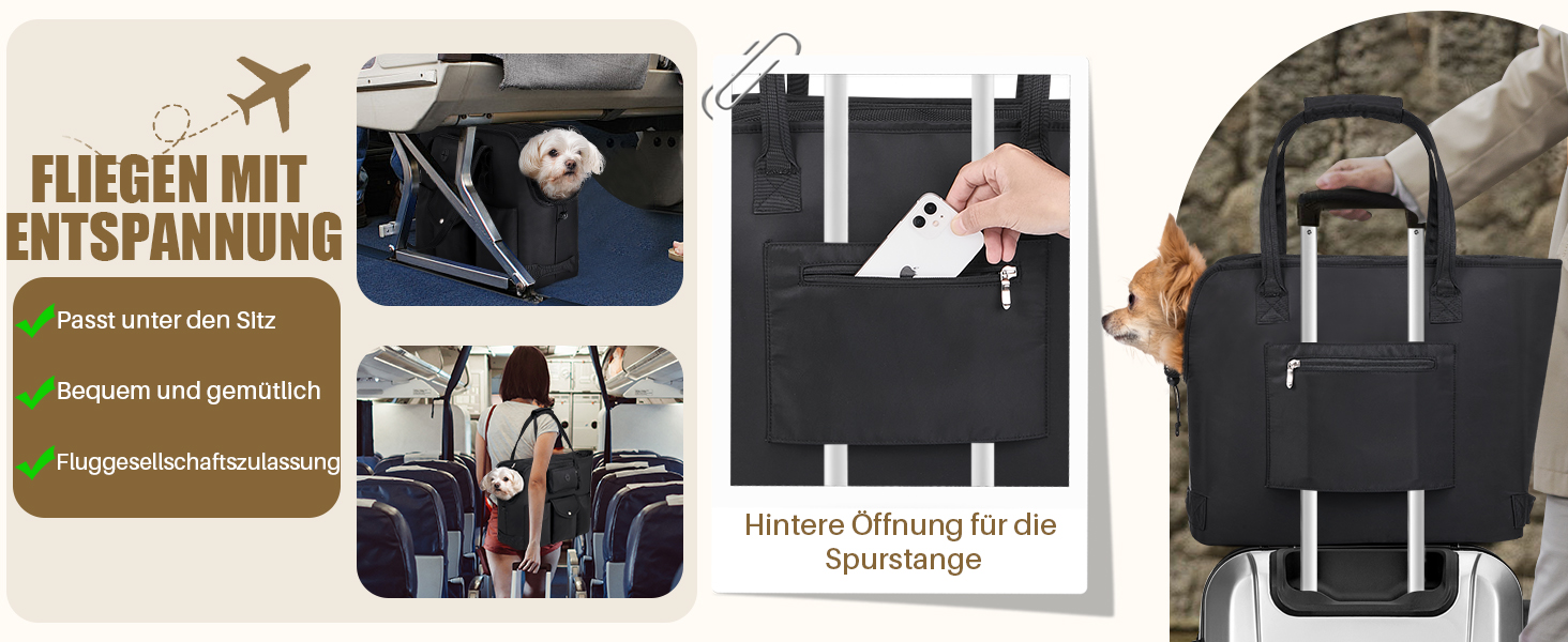 Сумка-переноска для собак SlowTon - для маленьких собак та кошенят до 5.5 кг, чорна, з сумкою та безпечною лінією