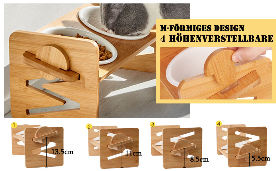 Миска для котів, піднята керамічна миска для котів та маленьких собак, набір мисок для котів та собак, миски для котів (включно зі стійкою)