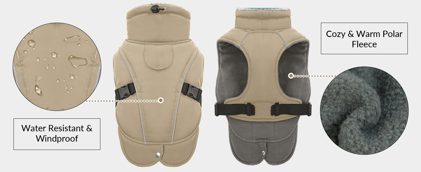 Зимовий теплий одяг для собак великих порід: куртка, пуловер, плащ (Хакі, XL)