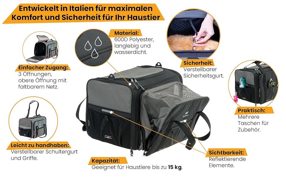 Переноска для собак та котів Ferplast Voyager PRO, сіра, 49x37x39 см, до 15 кг