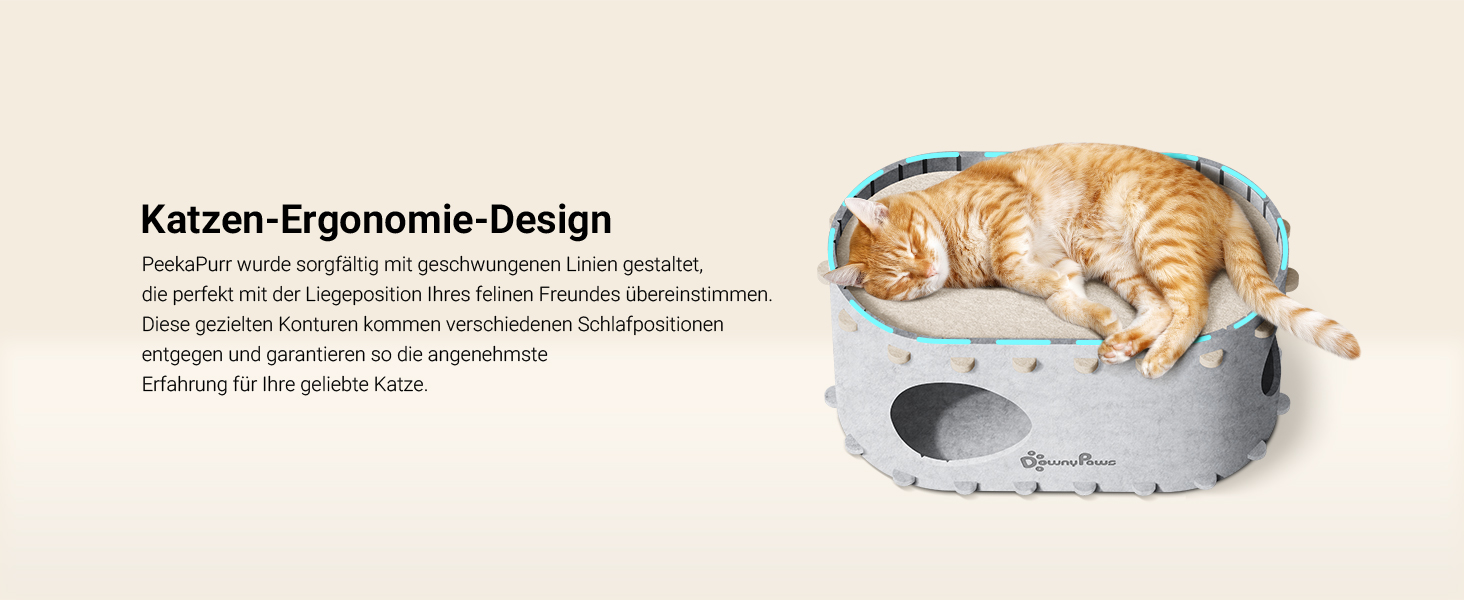 Кігтеточка-будиночок для котів DownyPaws з фетру, 2-ярусна, 50x33x50 см, для ігор та відпочинку, теплий дизайн, захист кігтів, білий