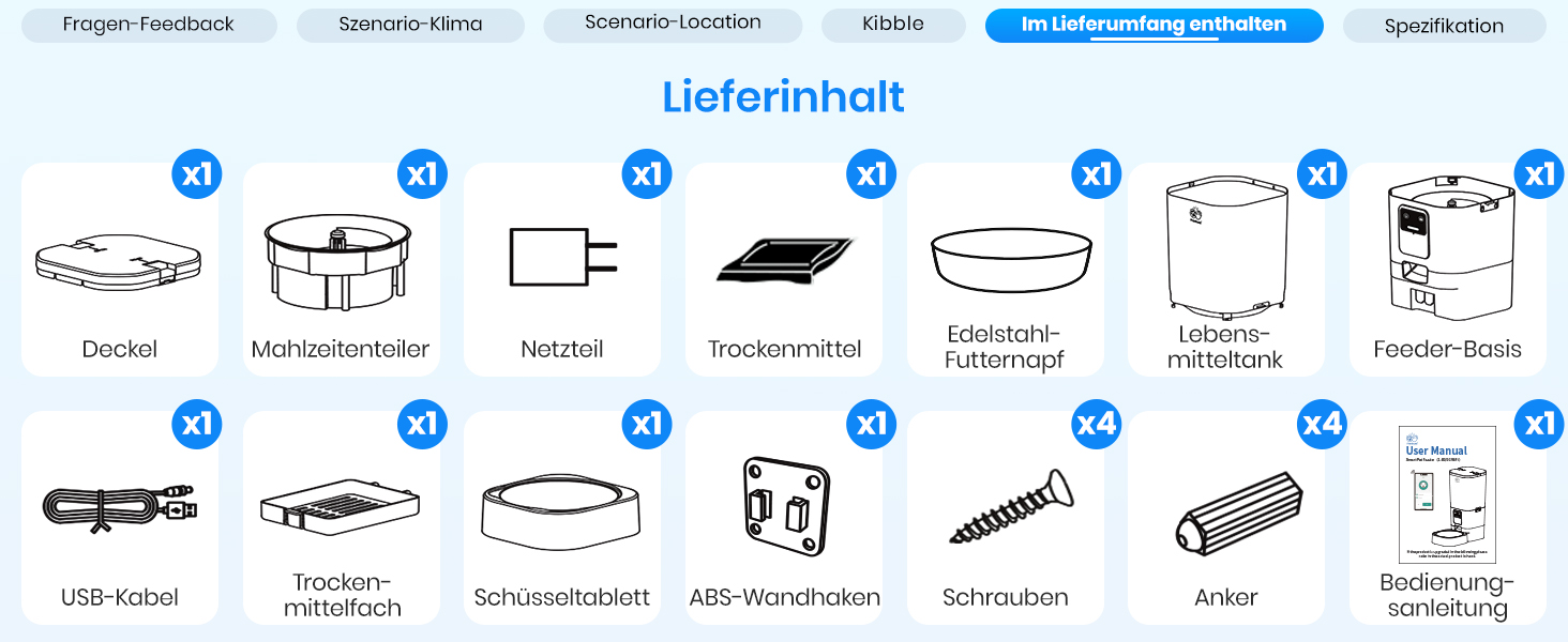 Автомат годування котів Frienhund з 2 мисками та APP: Wi-Fi, повільний дозування, 7л, для 2 котів, з Alexa, білий