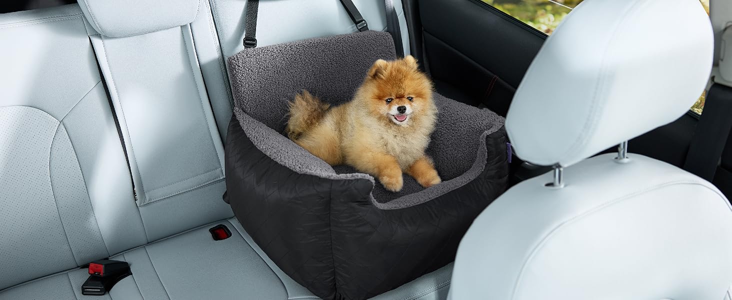 Автокрісло для собак Lesure - сіре, водонепроникне, з поворотком для повіска, для маленьких собак