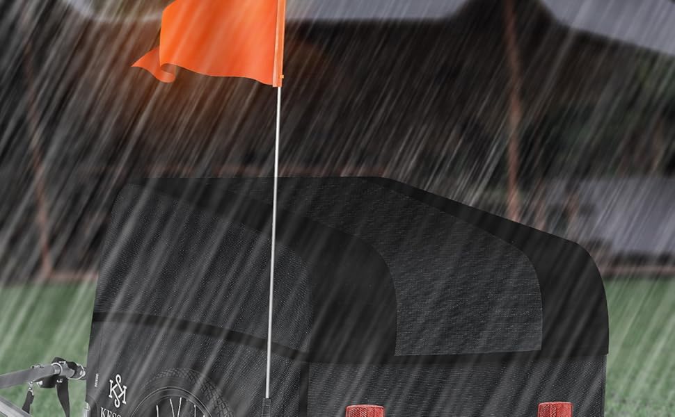 Причіп для велосипеда KESSER® вантажний з високою тягою, 120 л, чорний, з дахом та функцією складання