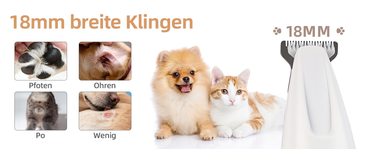 Триммер для собак ALL FOR PAWS з LED-підсвічуванням – 18 мм, тихий (35 дБ), вологостійкий (IPX4), USB, для стрижки лап, вух, обличчя та задньої частини тіла