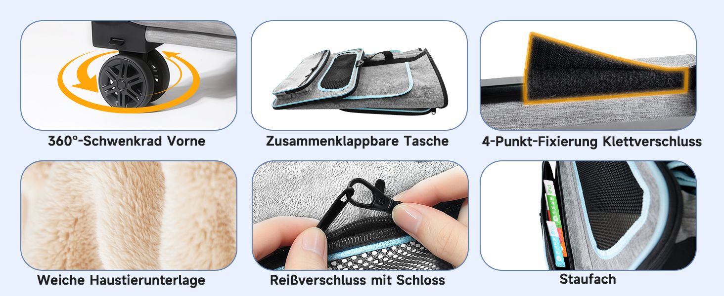 Транспортер для тварин на колесах для котів та собак, сумка-переноска з знімними колесами та пральним вкладишем, плечовий ремінь, портативний транспортер для відпочинку на природі та подорожей на авто (Макс.20 кг)