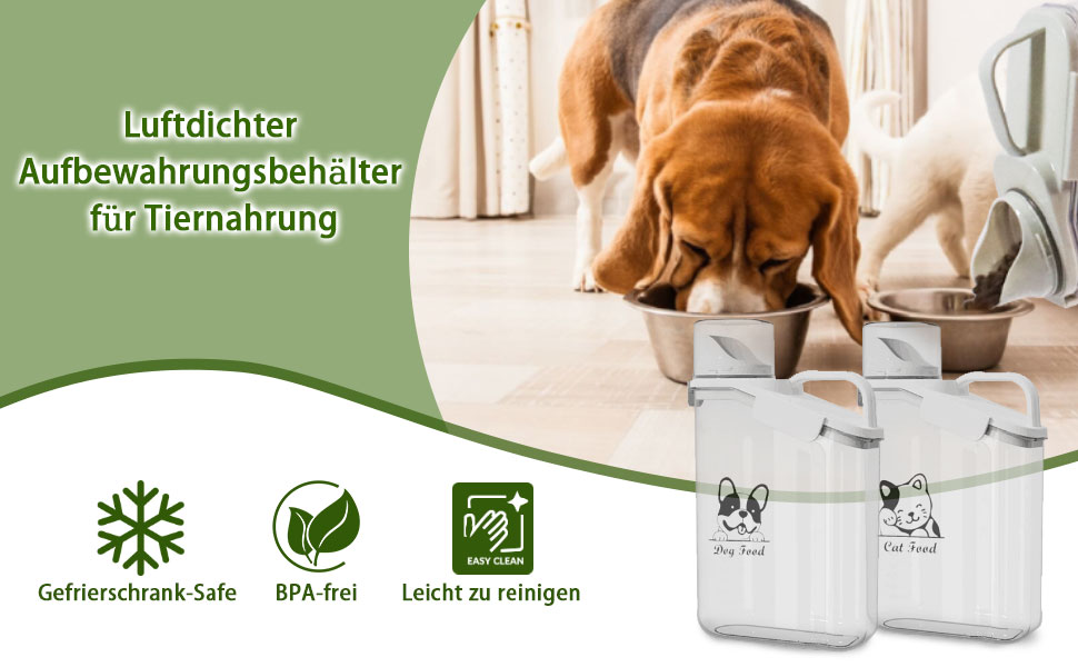 Контейнер для корму для собак 2.8L, герметичний, з BPA-вільного пластику, прозорий, зелений (1391-Dog)