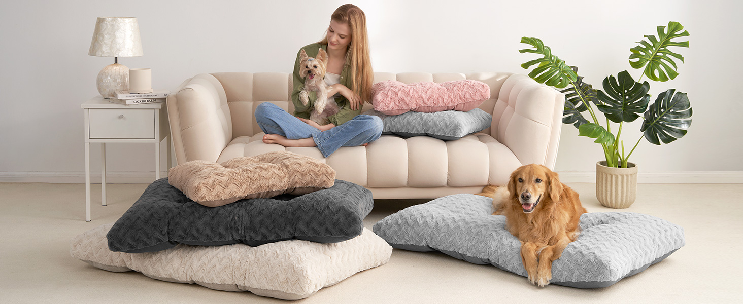 Килимок для собак великих порід, 104x68 см, XL, з штучним хутром та льоном, сірий, 104 x 68 x 10 см