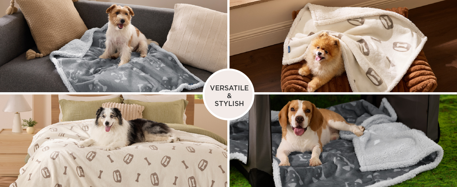 Водонепроникний коврик для собак BEDSURE великих порід - 152x127 см, миючий, з Sherpa Fleece, м'який, сірий XL (127x152)