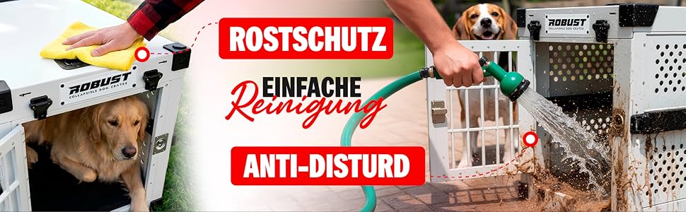 Міцна переносна клітка для собак Robusta, автомобільна Fatbar для різних порід – легка алюмінієва клітка з посиленими кутами | Переноска для собак, багажник для дому, автомобіля, прогулянок та подорожей (Білий, M)