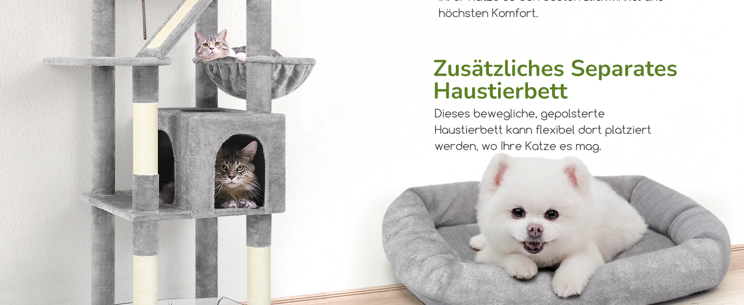 Комплекс для котів Globlazer з будиночками, лежаками та когтеточками, 189 см, сірий (XXL)