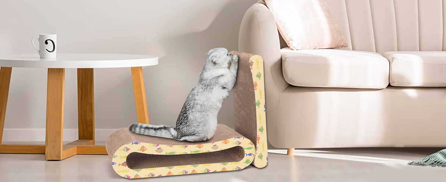 Кігтеточка для котів Nobleza Katze Kratzbrett 2 в 1 з котячою м'ятою, екологічна картонна поверхня, двостороння, 1 шт.